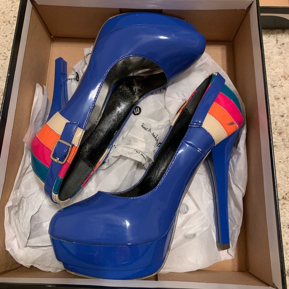 Blue Patent Heels